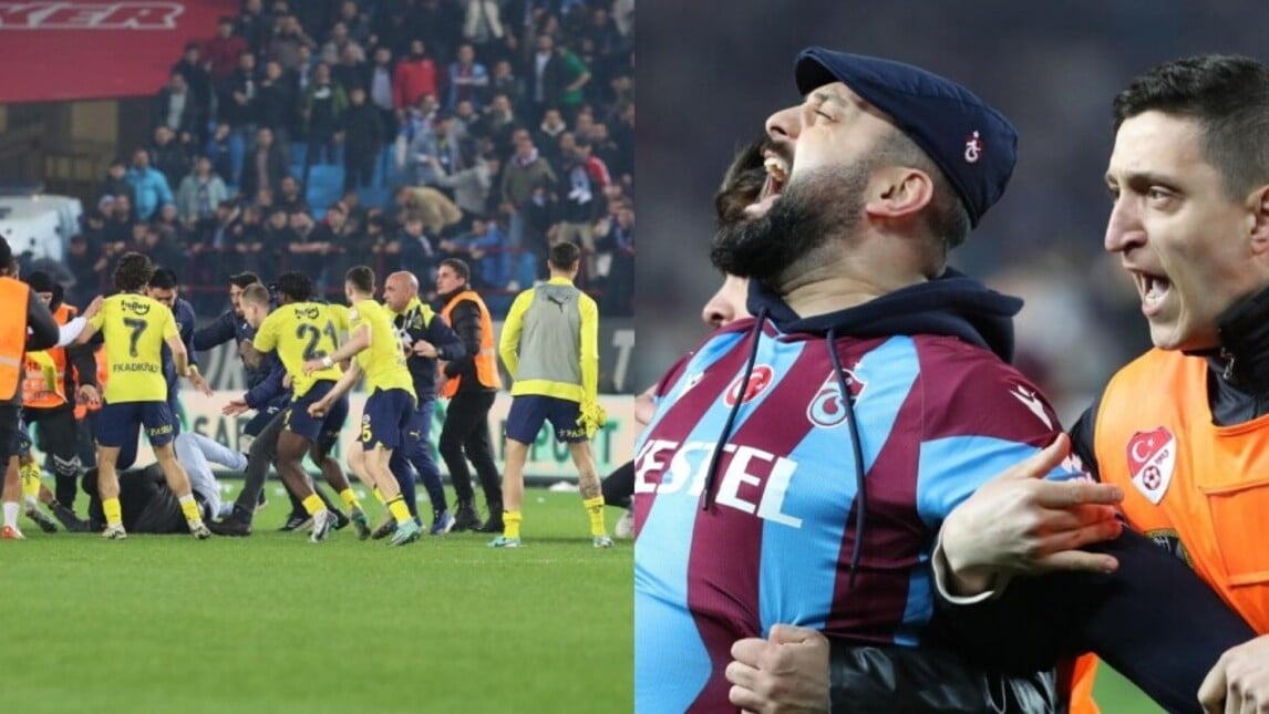 Clamoroso in Turchia: giocatori del Fenerbahce picchiano ultras Trabzonspor in campo!