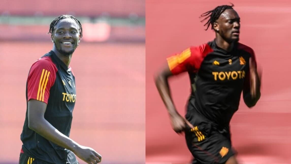 Roma, Abraham corre e sorride nell'allenamento a Trigoria