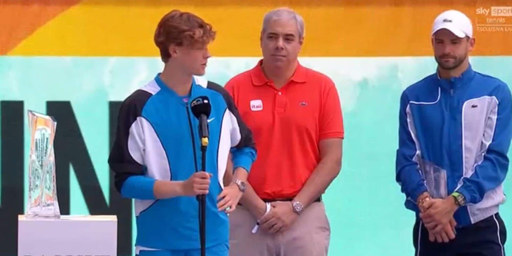 Sinner e l’emozionante omaggio a Dimitrov dopo la finale: la frase fa commuovere il bulgaro a Miami