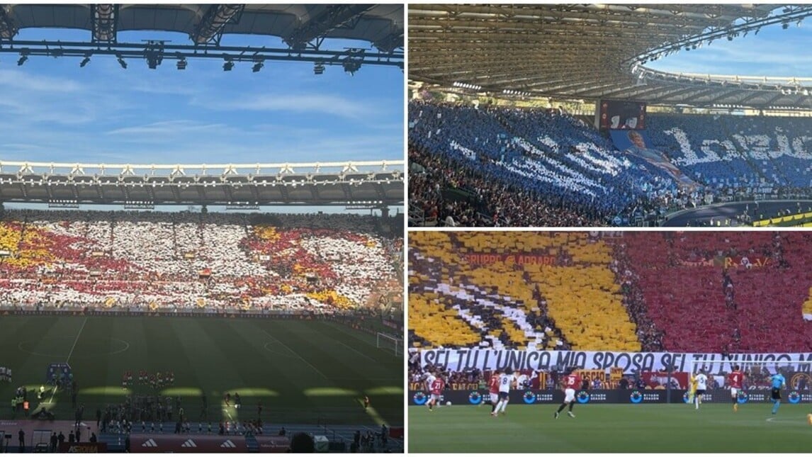 Roma-Lazio, derby da brividi sugli spalti: le coreografie