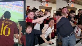 Derby Roma-Lazio, l'esultanza al gol di Mancini al Roma Club New York