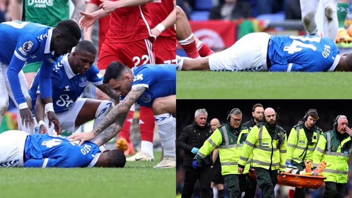 Everton, Beto resta a terra ed esce in barella: le foto shock