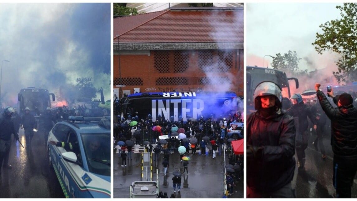 Inter, l'arrivo del pullman a San Siro: accoglienza da brividi