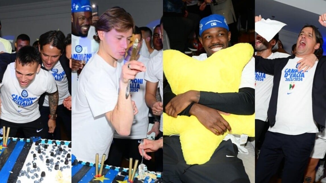 Festa Inter: Inzaghi scatenato, Barella come Salt Bae, Thuram ruba la stella