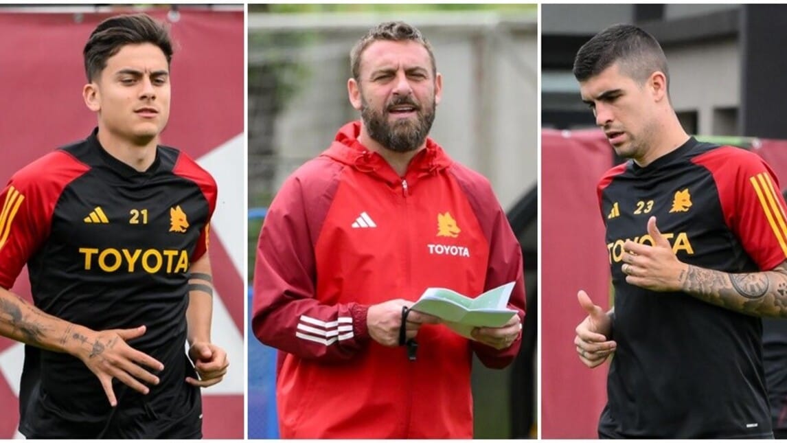 Roma, rifinitura prima della partenza per Leverkusen: Dybala c'è!