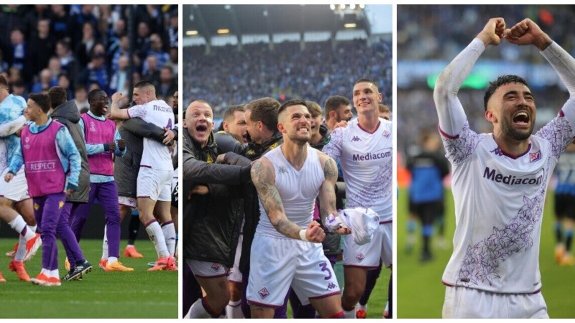 Che festa Fiorentina con i tifosi a Bruges: è finale di Conference League!