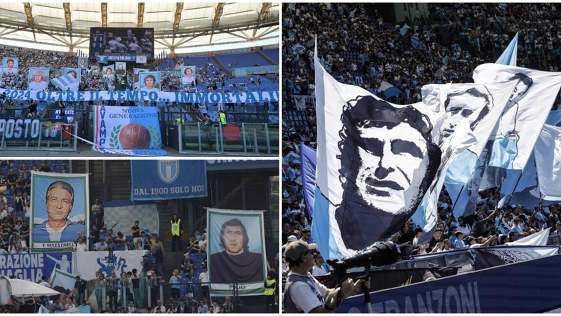 Lazio, coreografia da brividi all'Olimpico per gli eroi del 1974