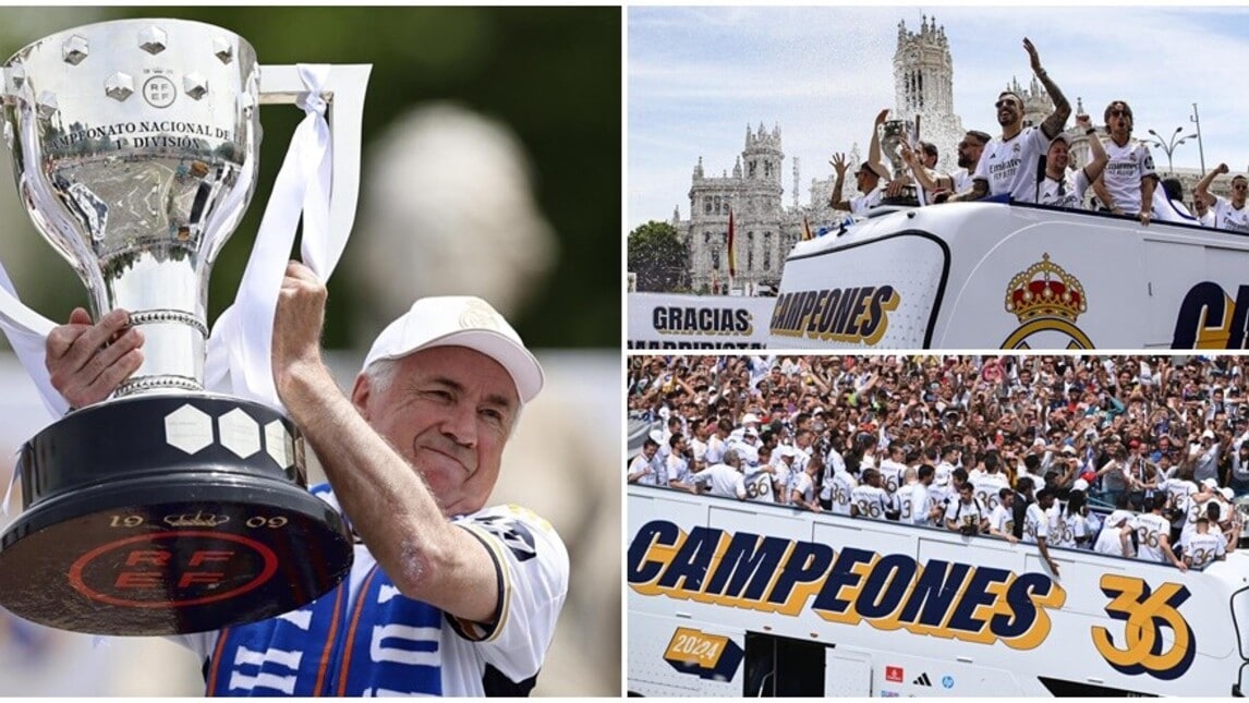 Ancelotti e il Real sfilano per le vie di Madrid: che festa per il trionfo in Liga!