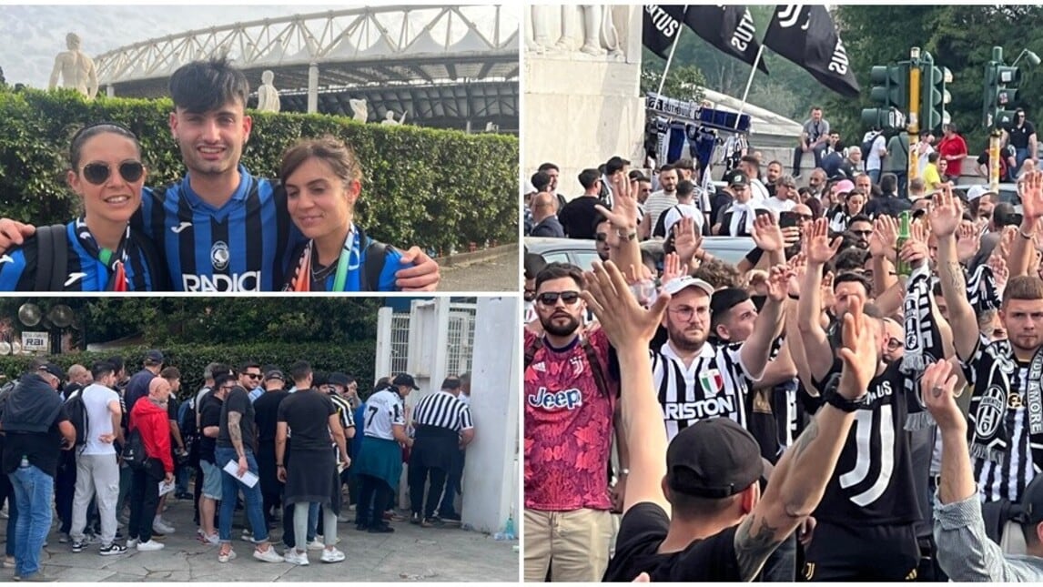 Coppa Italia, i tifosi di Juve e Atalanta arrivano all'Olimpico per la finale