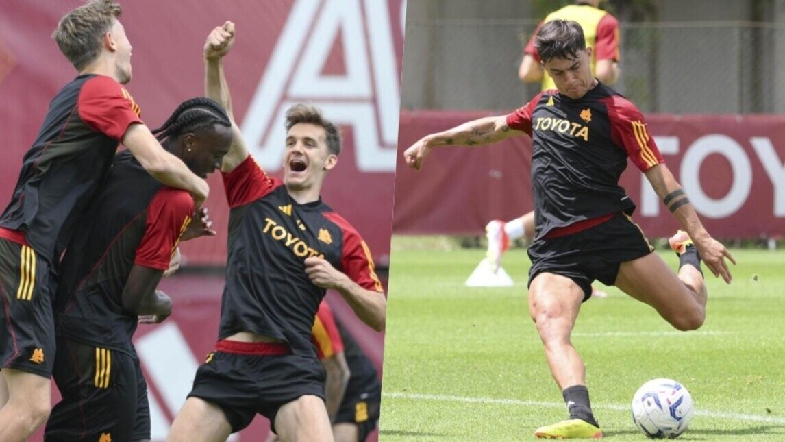Roma, sorrisi e tiri: Dybala si allena sulle punizioni