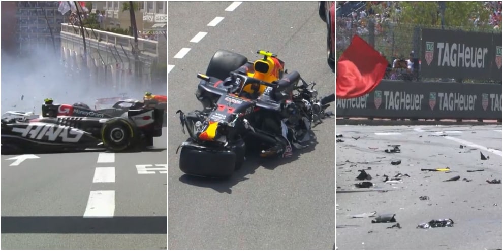 Incidente al Gp di Monaco: paura per Perez e le Haas