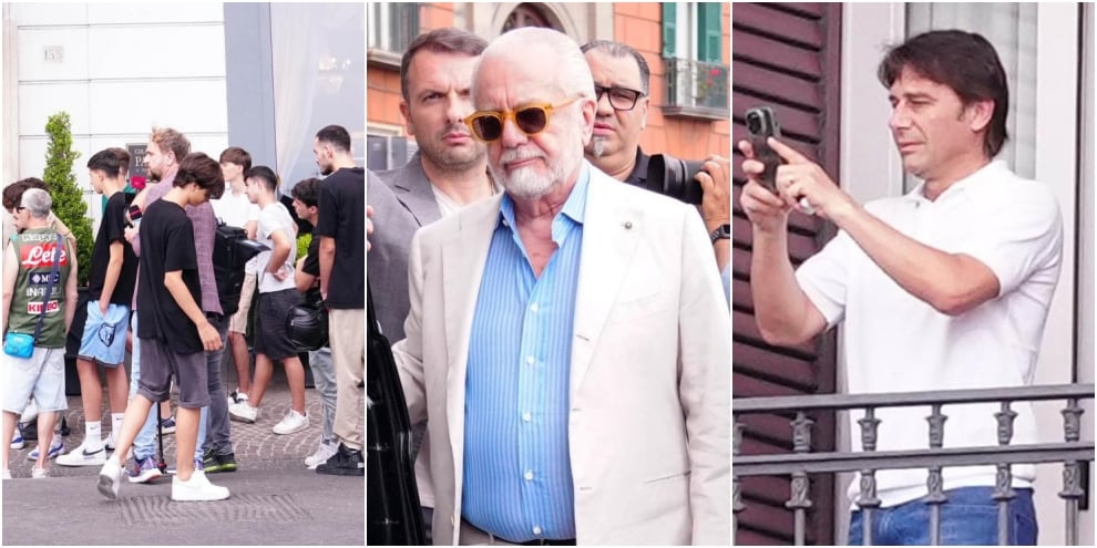 Conte, seconda giornata napoletana: le FOTO dal balcone dell'hotel