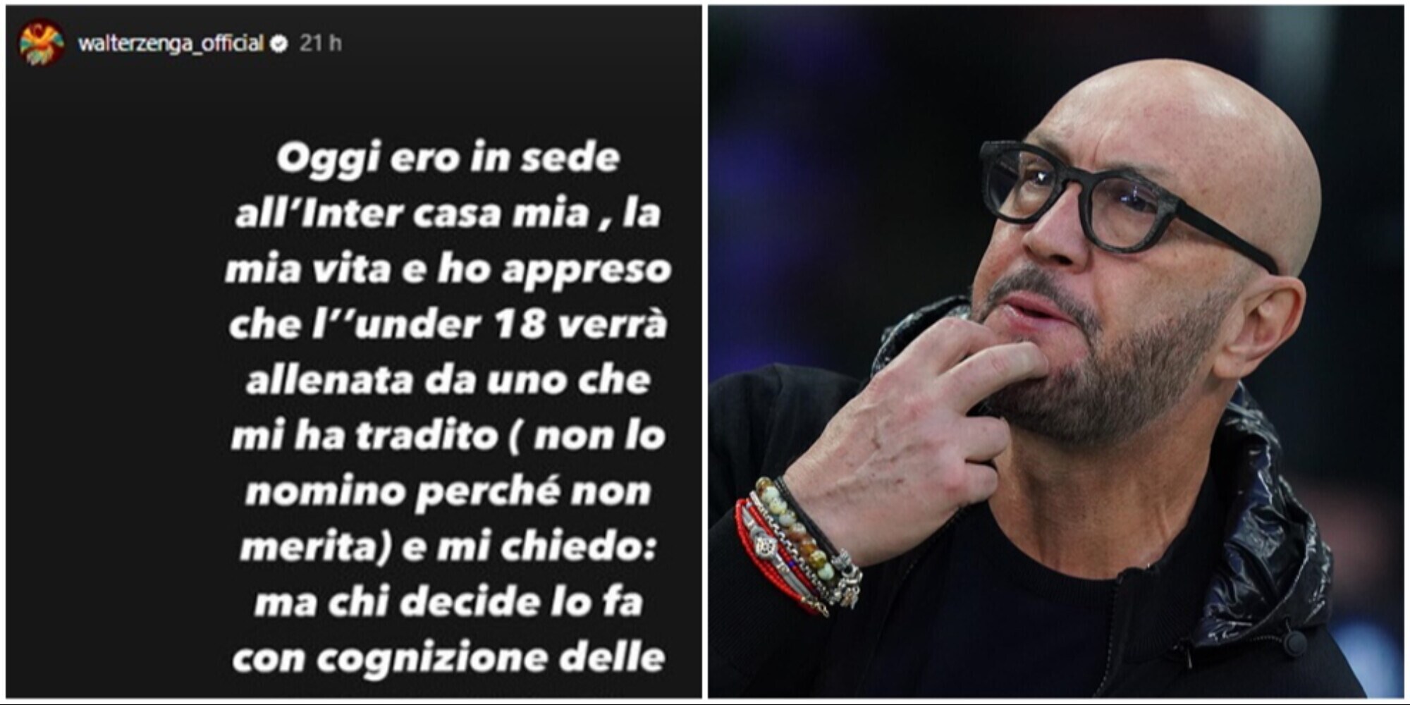 Zenga attacca l'Inter sui social: "La panchina dell'U18 a chi mi ha tradito"