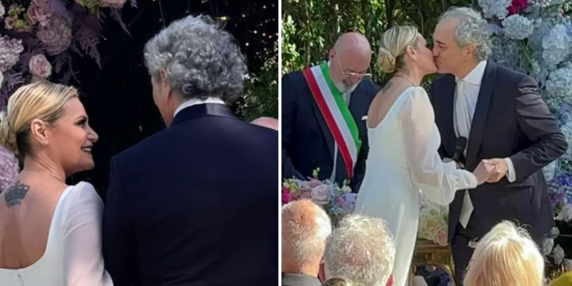 Simona Ventura e Giovanni Terzi matrimonio. Valeria Marini distrugge il bouquet (e altri dettagli)