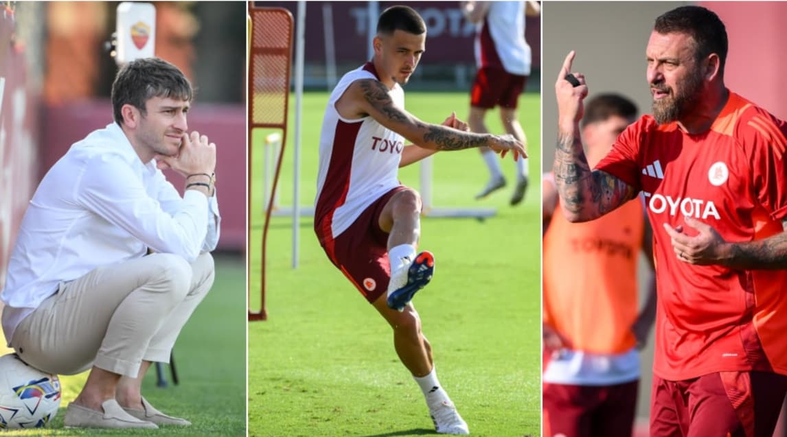 Roma, allenamento a Trigoria: Ghisolfi osserva con attenzione