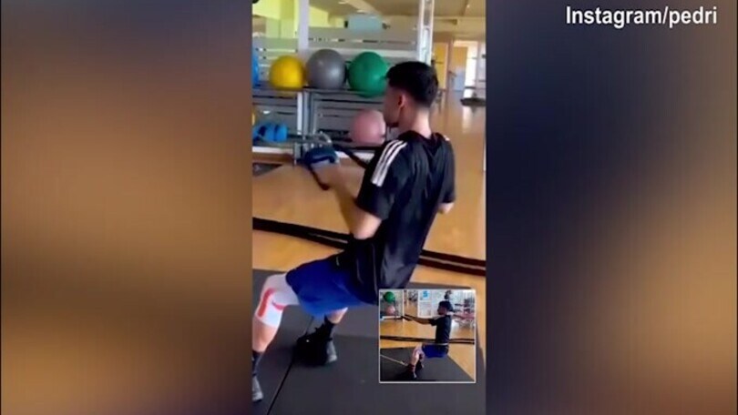 Pedri, altro giorno in palestra per il campione d'Europa