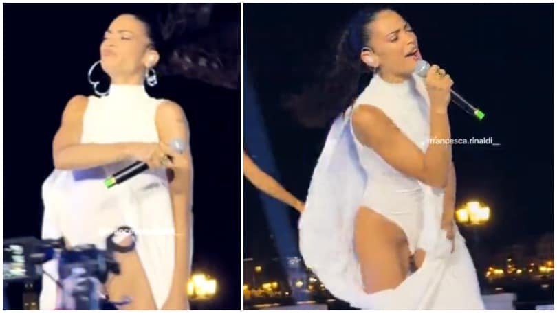Elodie e l'incidente sexy a Battiti Live: una folata di vento alza il vestito e...