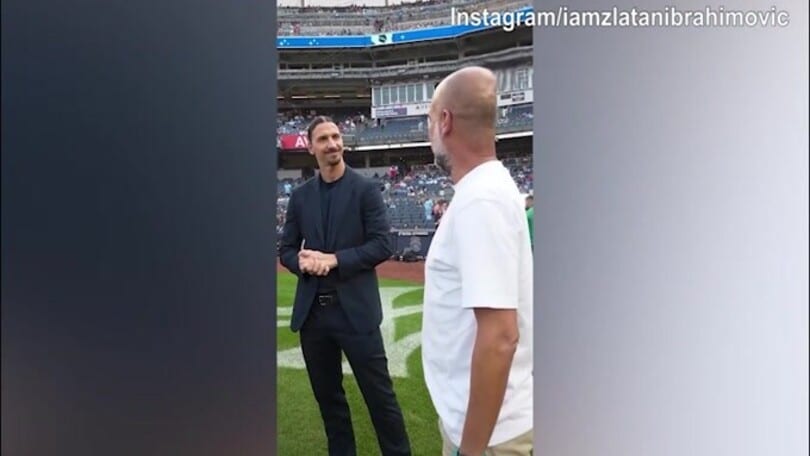 Guardiola saluta Ibra, ma lo svedese sembra imbarazzato
