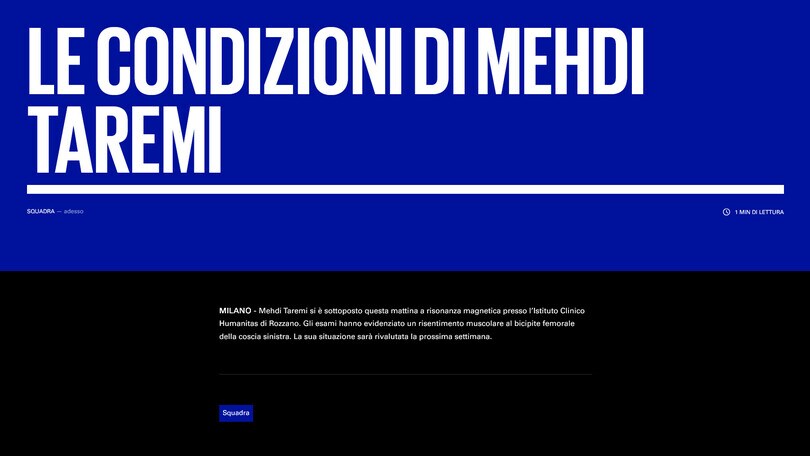Inter, si ferma Taremi per risentimento muscolare