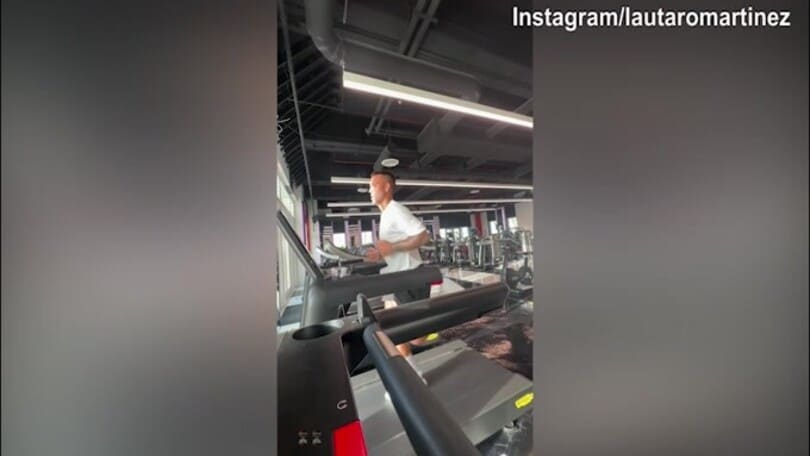 Inter, guarda Lautaro Martinez come lavora sul tapis roulant