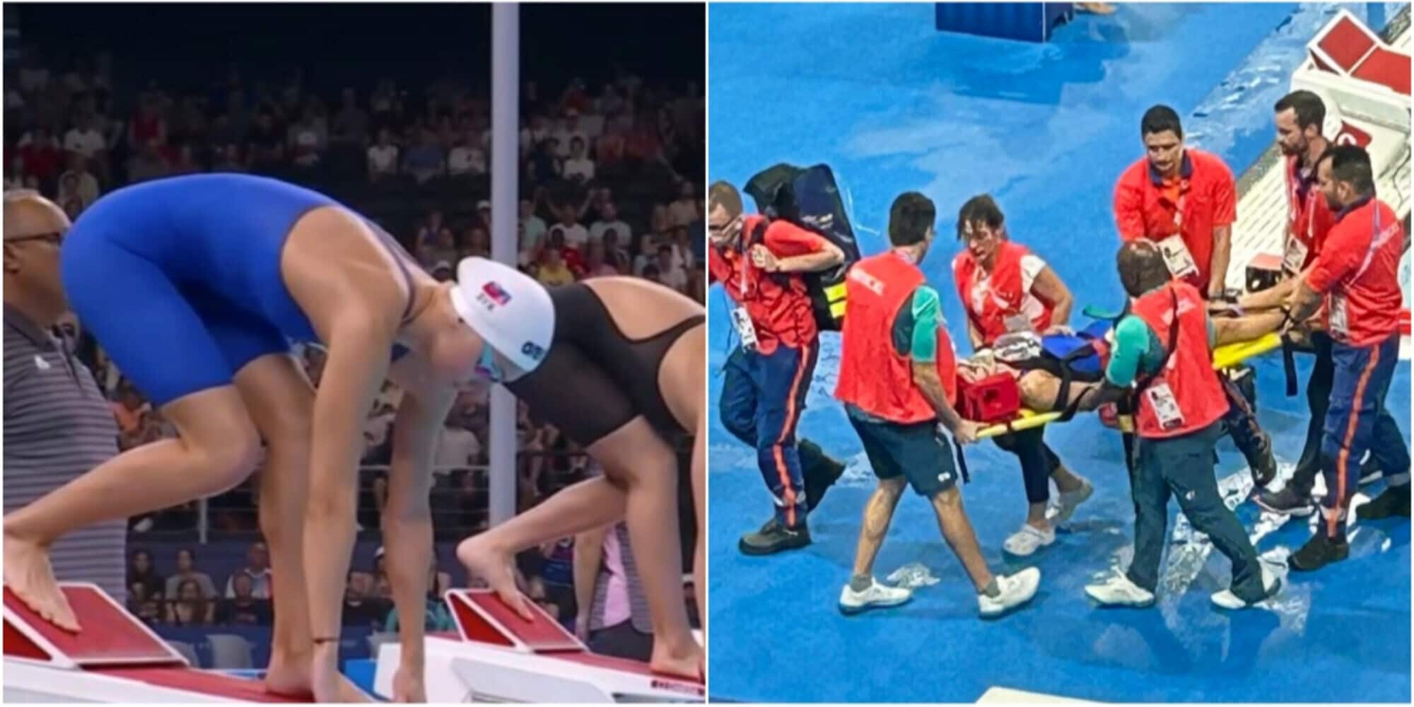Paura alle Olimpiadi, nuotatrice collassa dopo la gara: Potocka via in barella