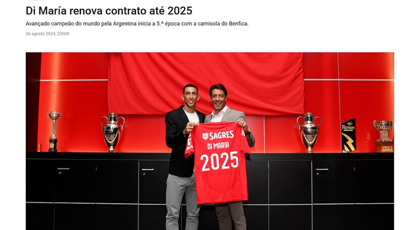 Benfica, ufficiale: Di Maria rinnova fino al 2025
