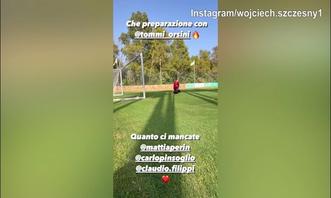 Szczesny si allena da solo e manda un messaggio social ai compagni