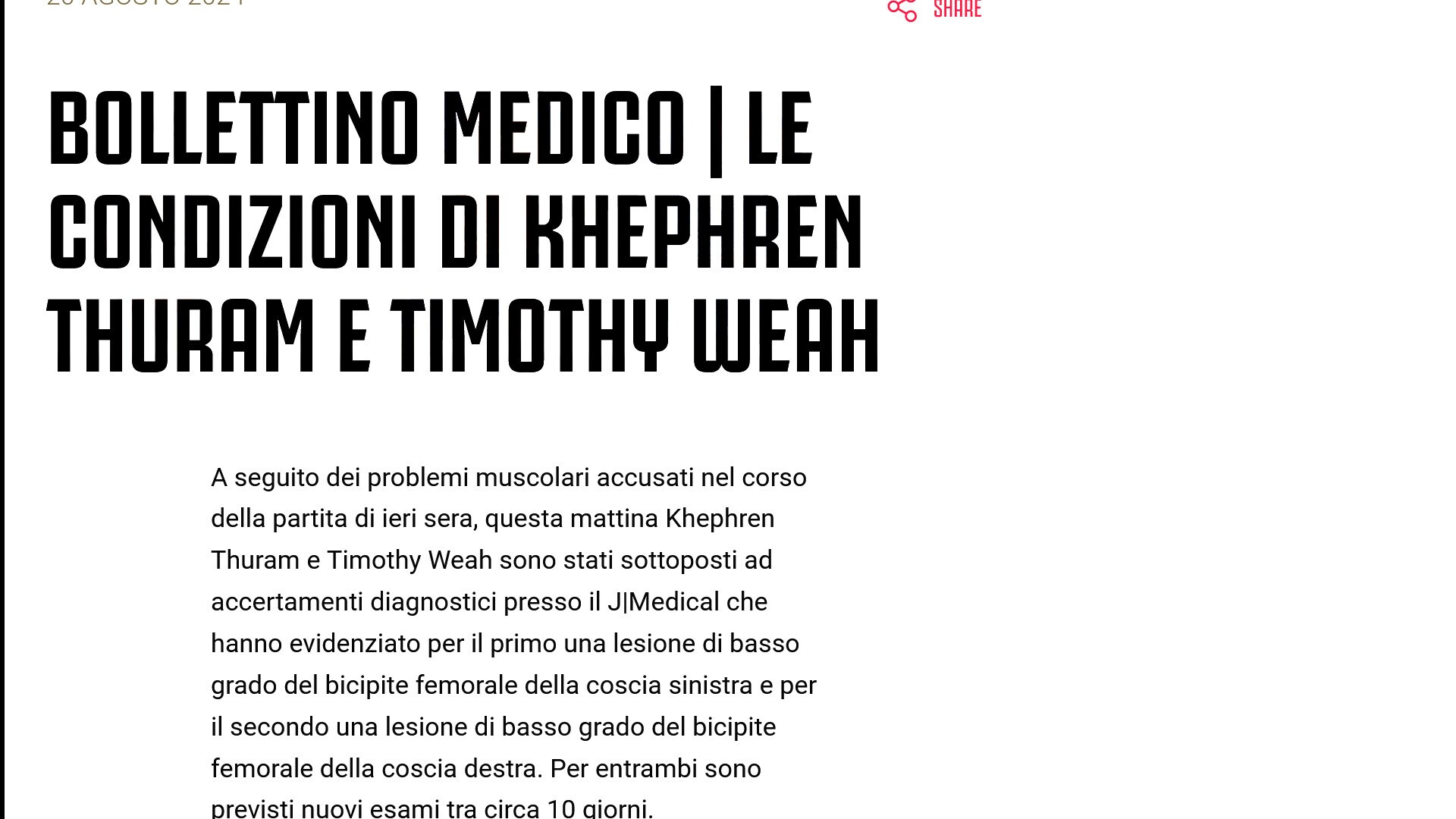 Juve: Thuram e Weah saltano Verona, a rischio la Roma