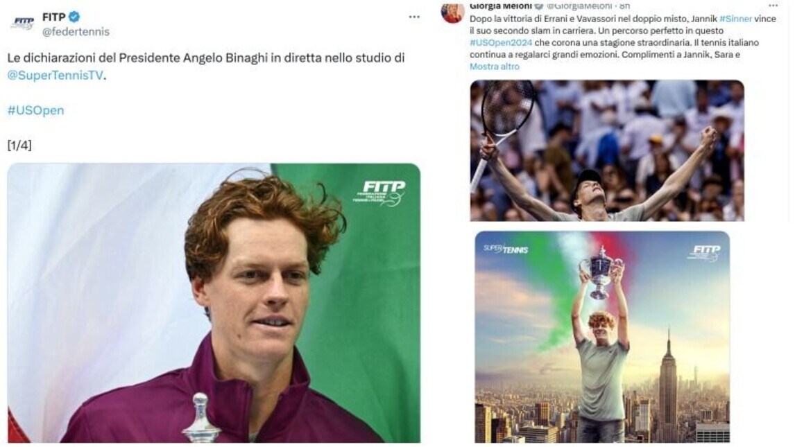 Sinner trionfa agli Us Open: da Berrettini a Alcaraz, tutte le reazioni