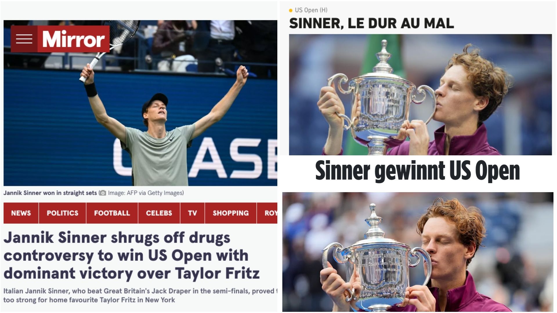 Il trionfo di Sinner agli Us Open fa il giro del mondo: le prime pagine sono tutte per lui!