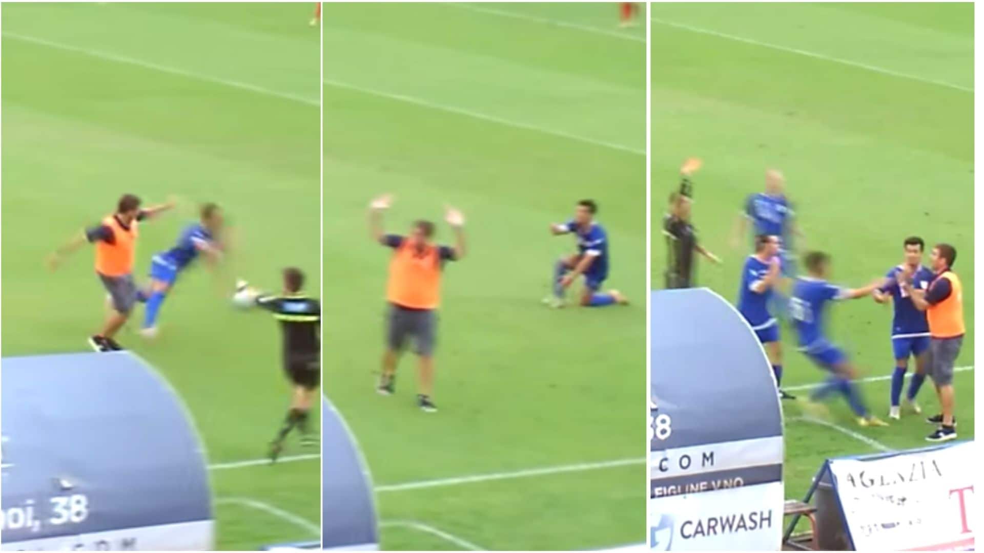 Incredibile in Promozione: l'allenatore entra in campo e stende un avversario