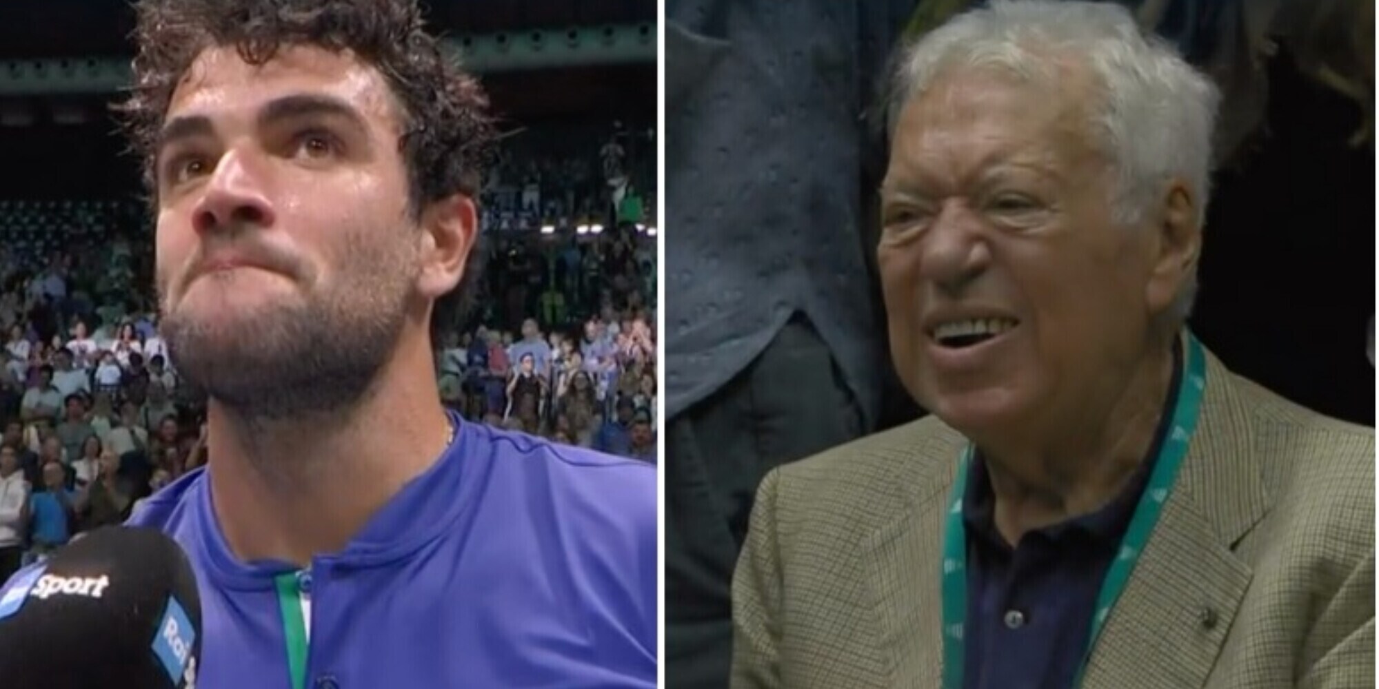 Berrettini si commuove dopo la vittoria in Davis. La reazione di Pietrangeli in tribuna