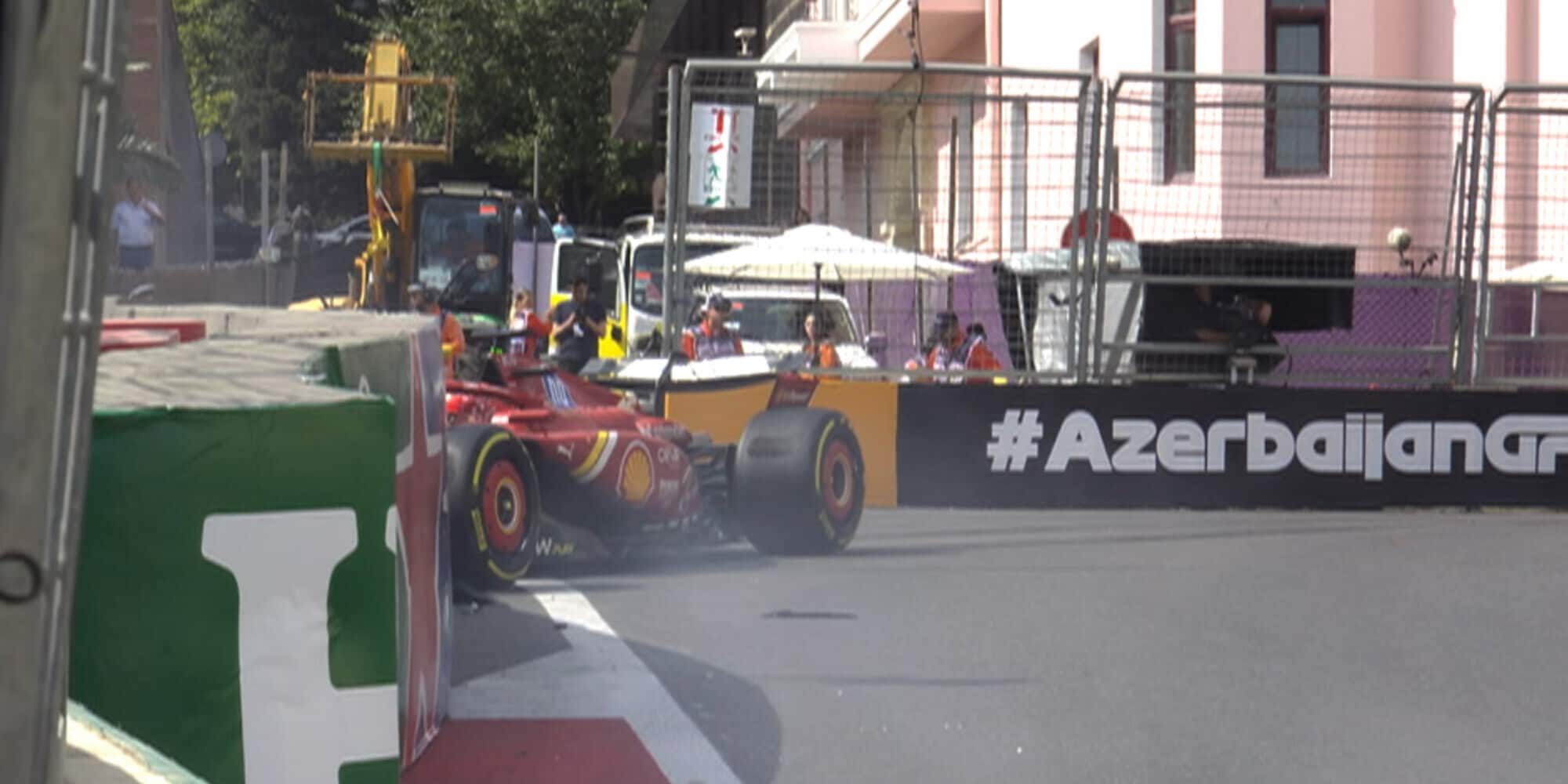 Paura Ferrari in Azerbaijan: incidente per Leclerc