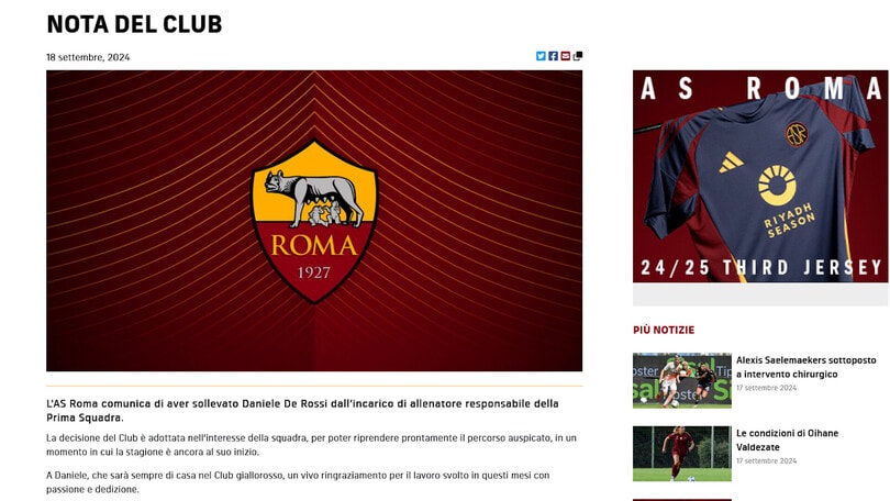Clamoroso: la Roma esonera De Rossi