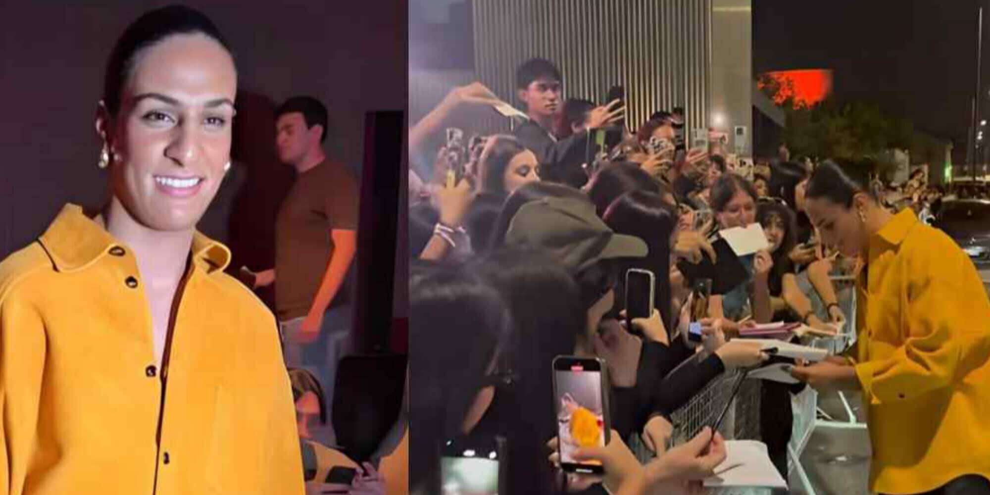 Imane Khelif alla Milano Fashion Week, i fan cantano "Sei bellissima"