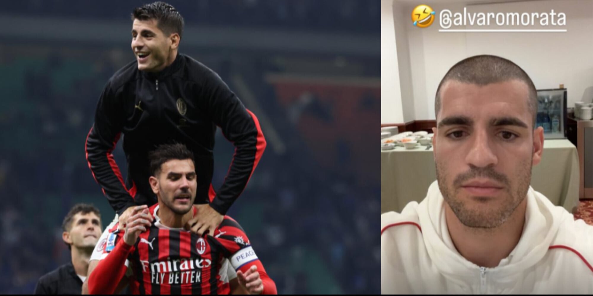 Morata cambia look, Theo Hernandez lo prende in giro: lo sfottò sui social