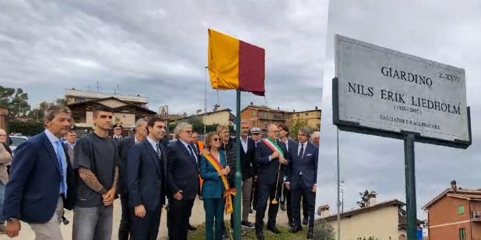 Roma, svelata la targa dedicata a Liedholm: presente Mancini