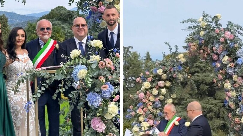 De Laurentiis in versione "sindaco" con Brozovic testimone