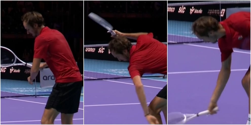 Furia Medvedev a Riyad: Sinner è ingiocabile, lui si sfoga rompendo la racchetta