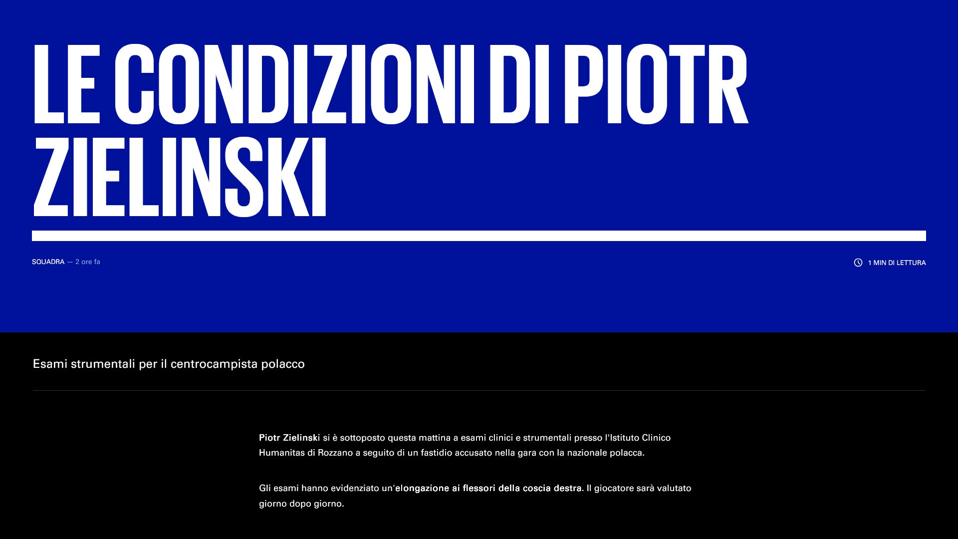 Inter, Zielinski infortunato: il polacco salta la Roma