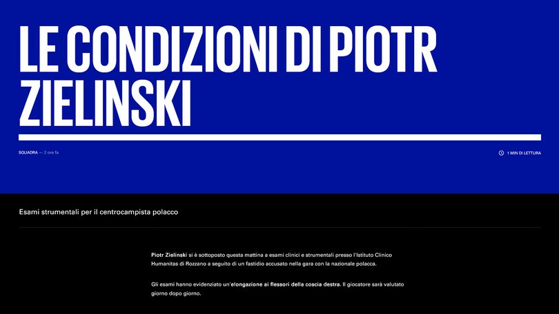 Inter, Zielinski infortunato: il polacco salta la Roma