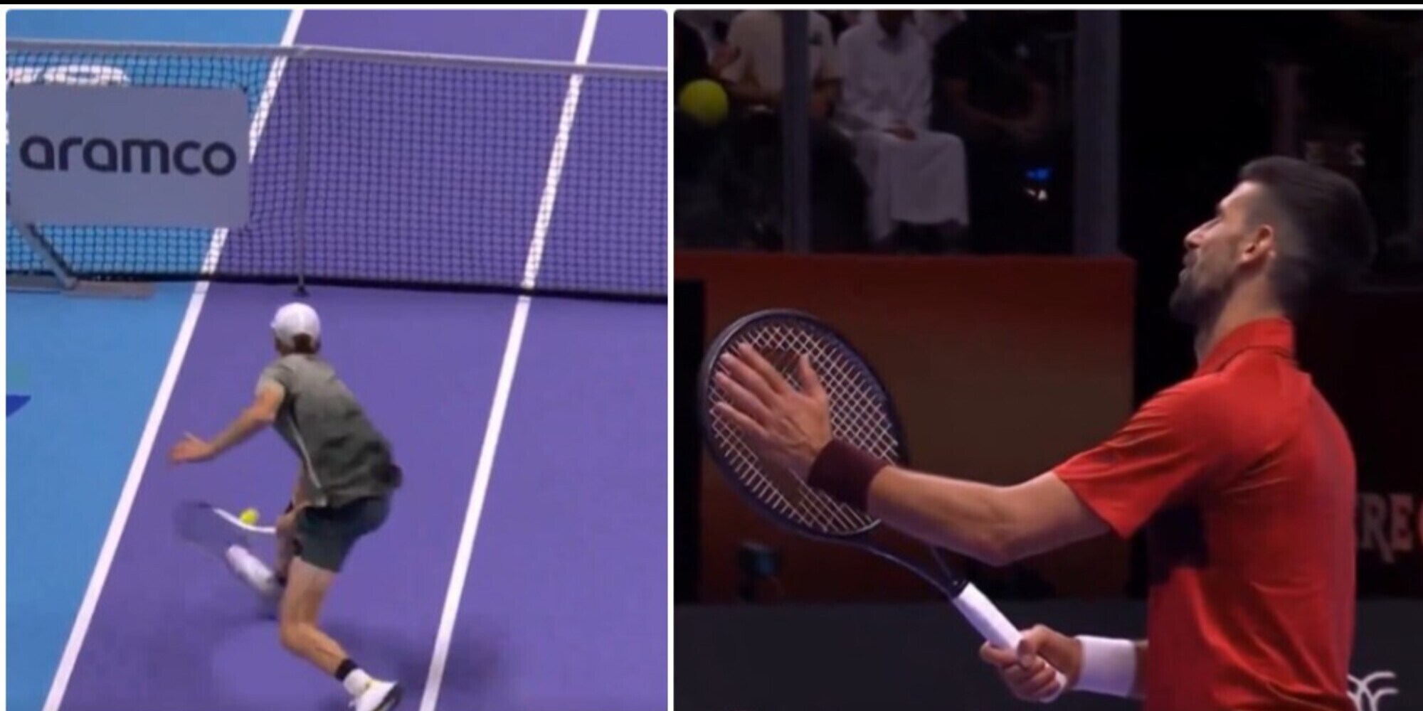 Sinner realizza un colpo super: la reazione di Djokovic è clamorosa