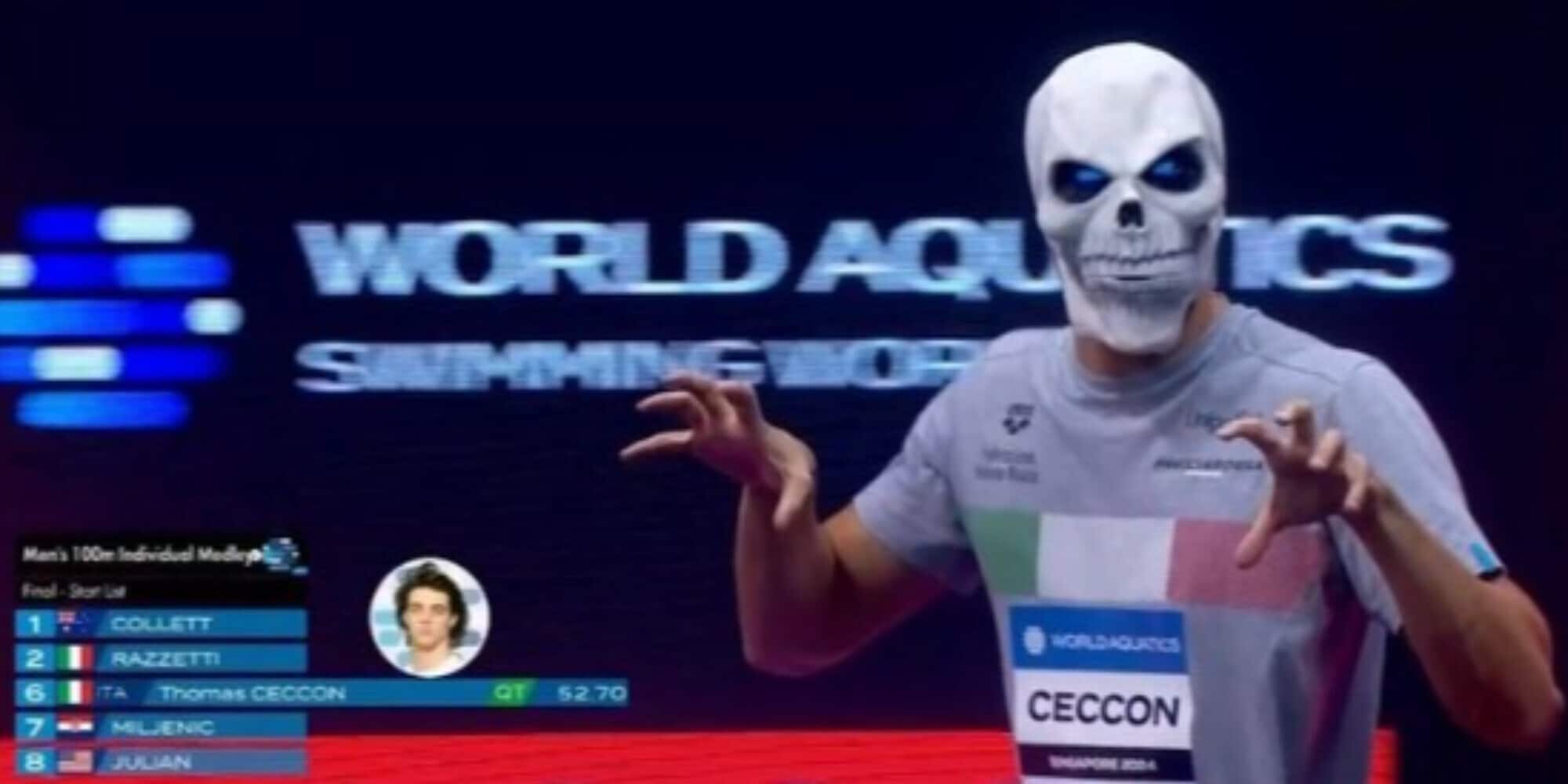 Halloween, Ceccon pazzesco: si presenta in maschera e poi sale sul podio a Singapore