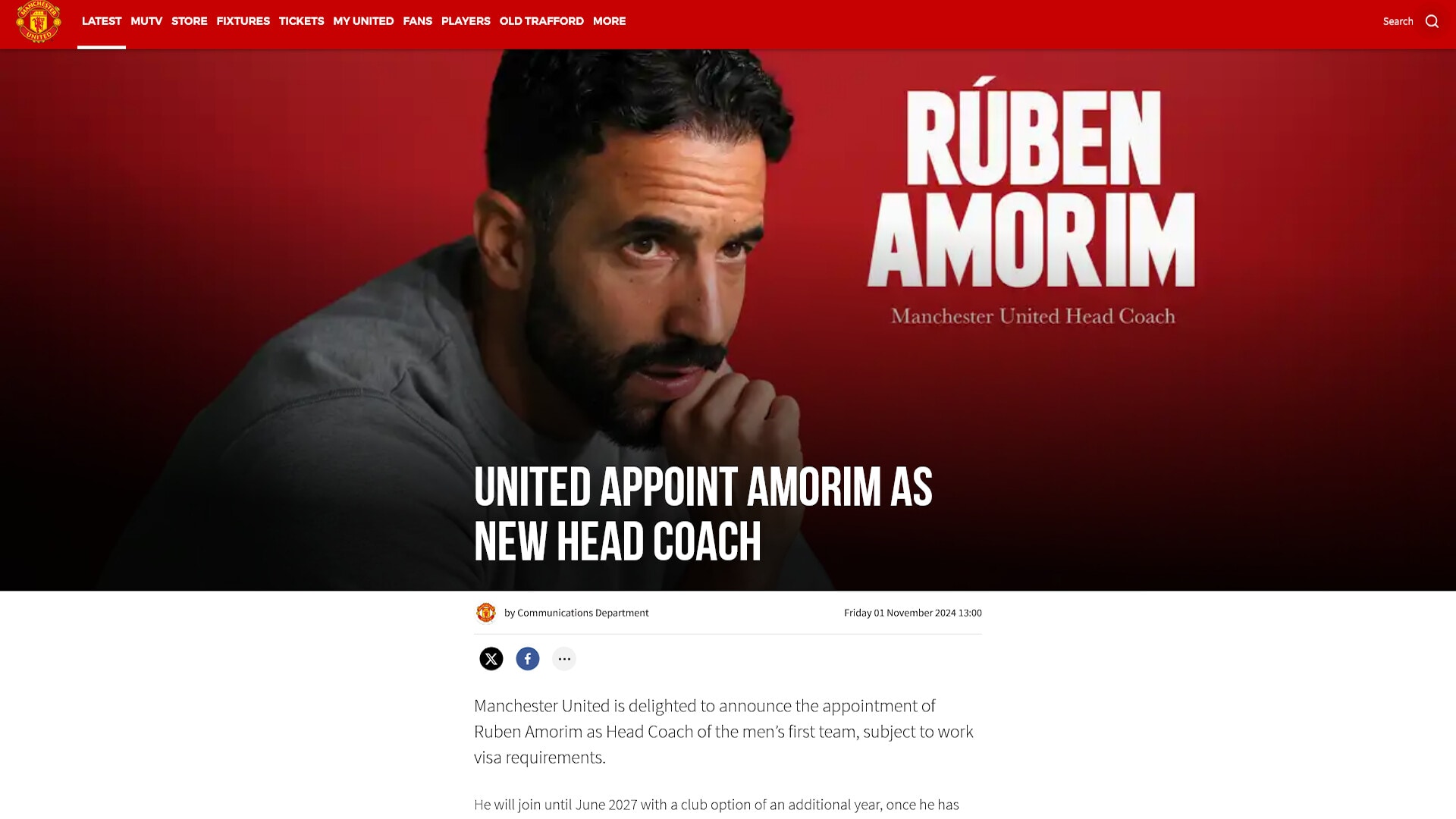 Ufficiale, Manchester United: Amorim è il nuovo allenatore