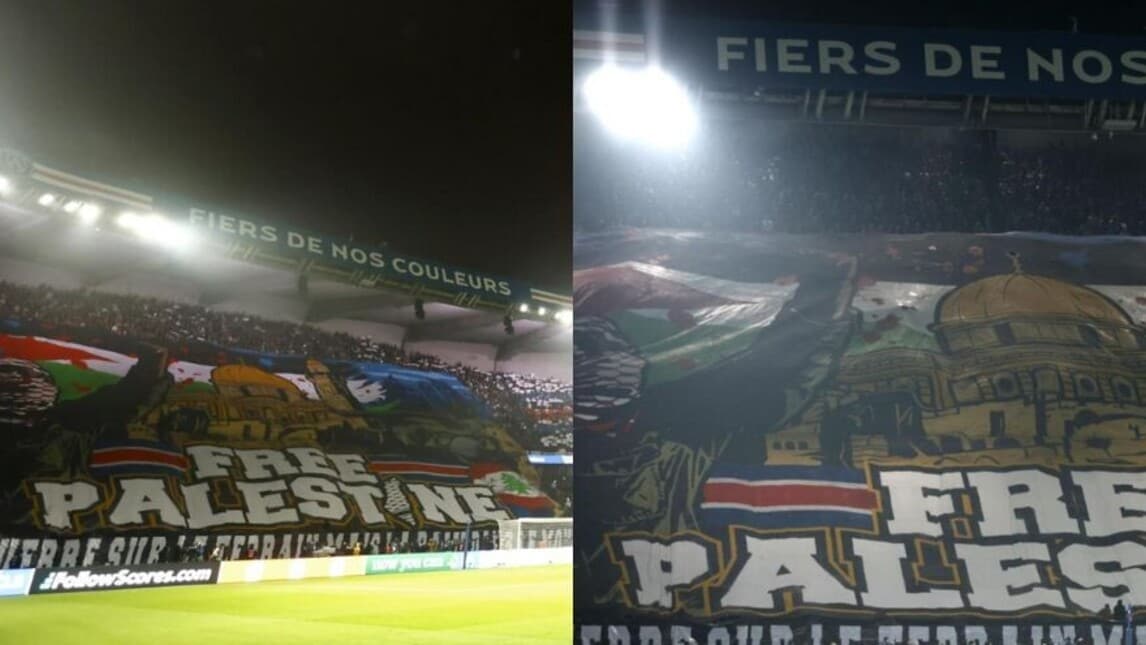 Psg, la coreografia dei tifosi pro Palestina