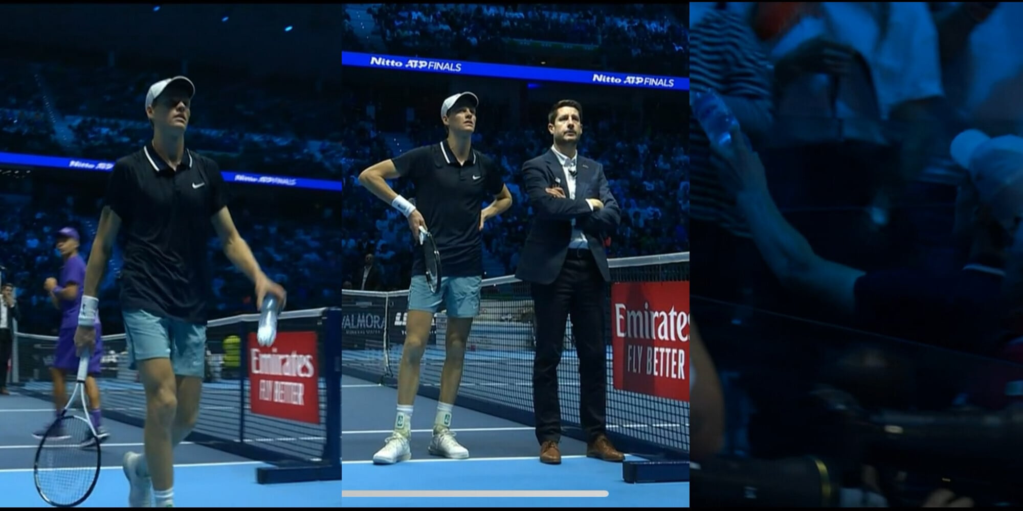 Malore alle Atp Finals, Sinner chiama i soccorsi e porta l'acqua