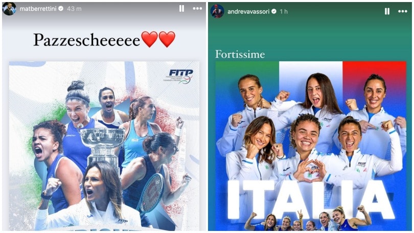 Berrettini, Musetti e l'Italia della Davis: il gesto social per la vittoria della BJK Cup