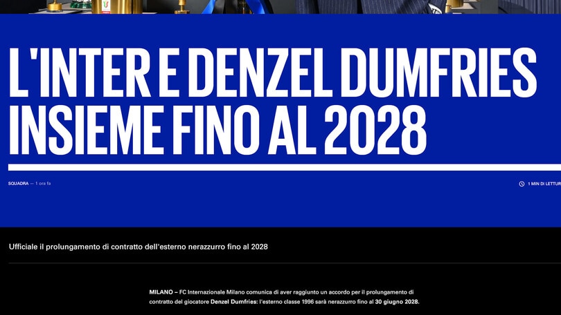 Inter, ufficiale il rinnovo di Dumfries fino al 2028