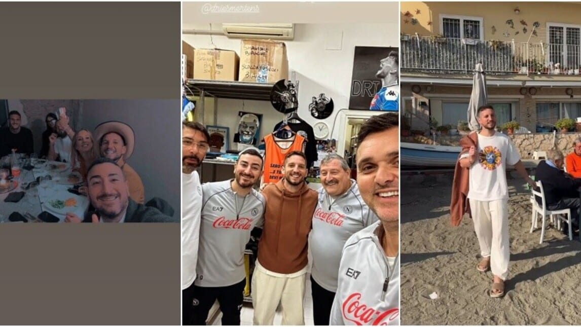 Mertens, ritorno a Napoli: cena, Castel Volturno e mattinata in spiaggia