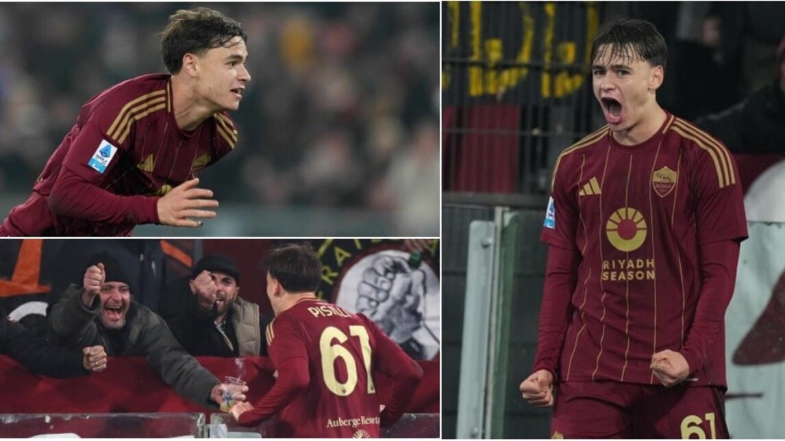 Roma, Pisilli segna al Lecce e impazzisce di gioia: l'esultanza sotto la Curva Sud